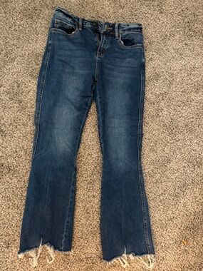 Women’s Dark Blue Raw Hem Jeans